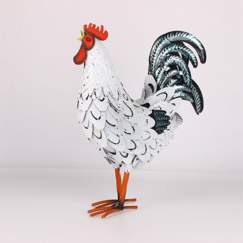 Chicken Statue Decors Rooster Sculpture Modern Art Table Centerpieces Crafts Metal Sculpture Gifts Lawn Ornaments