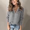 Autumn Women Loose Knit Long Sleeve Tops V-Neck Solid Lace Jumpers Pullovers Winter