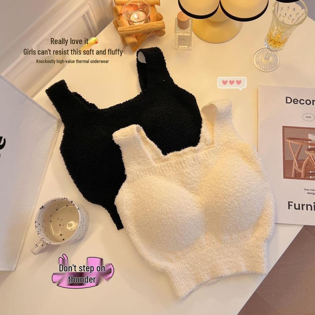 Women's Lambswool Slimming Vest: Warm Fleece-Lined Underwear with Chest Pads for Autumn/Winter
