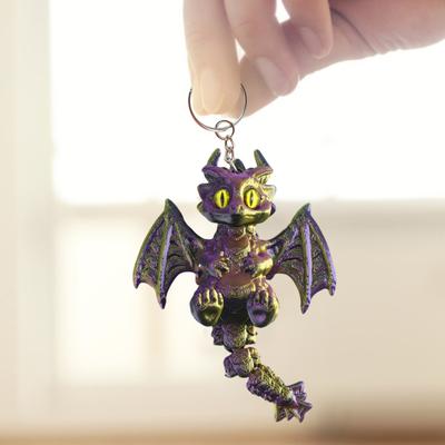 3D Geprinte Sleutelhanger Draak met Vleugels Design Sleutelhanger met Bewegende Staart Tassen Bagage