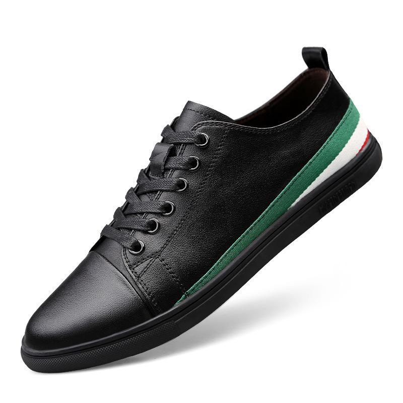 Summer Men'S Shoes Breathable British Casual Shoes Spring Board Shoes Korean Version Of Fashion Driving Leather Shoes Men'S Cowhide White Shoes Tide