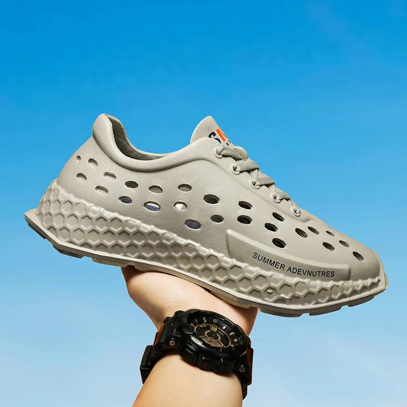 

Унисекс пляжные сандалии женские перфорированные туфли водные туфли удобные и нескользящие повседневные туфли кухонные туфли мужские садовые туфли 36 серый