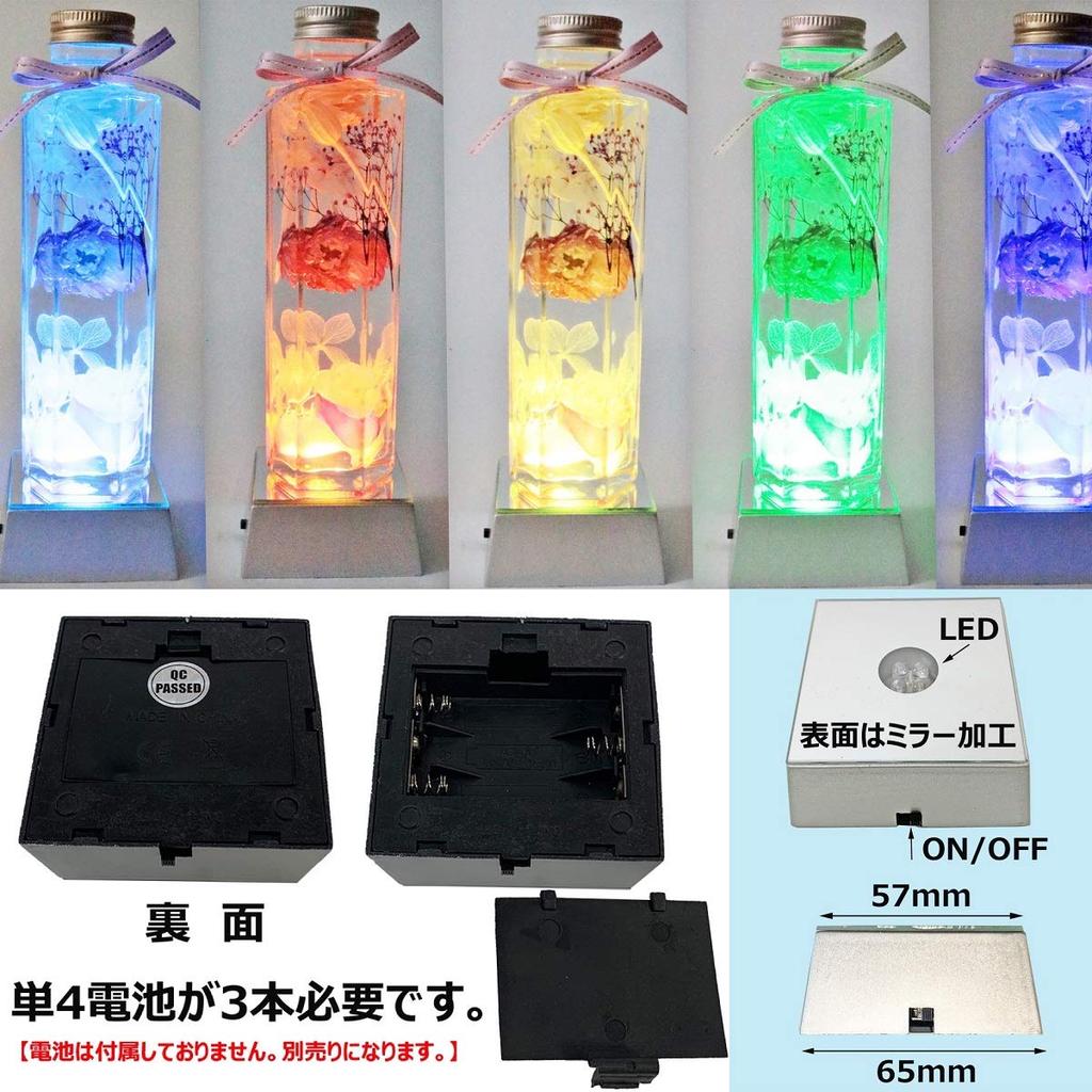 NICHIFLRO Herbarium Offering, with Dedicated Box, Long-Lasting Flowers, Hexagonal Vase, Made in Japan, Shizuka (Blue, Incense with LED Stand)