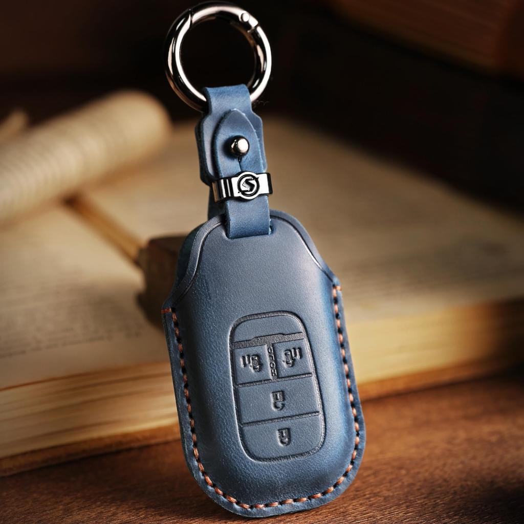 Smart Key Case Key Cover Genuine Leather Compatible with Honda Freed GT Series Custom Odyssey RC5 Compatible Design Accessory Leather 4 Buttons