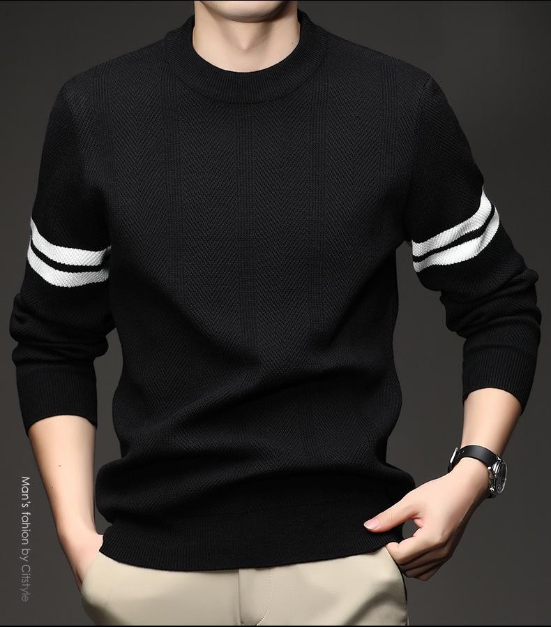 Men's Trendy Thick Jacquard Knit Sweater - Warm, Anti-Pilling, Light Luxury for Autumn/Winter