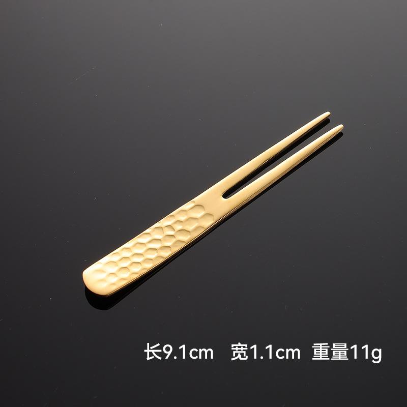 304 Hammer Stainless Steel Coffee Dessert Spoon and Fork Japanese Small Fresh Ice Cream Spoon Cake Mooncake Fruit Fork