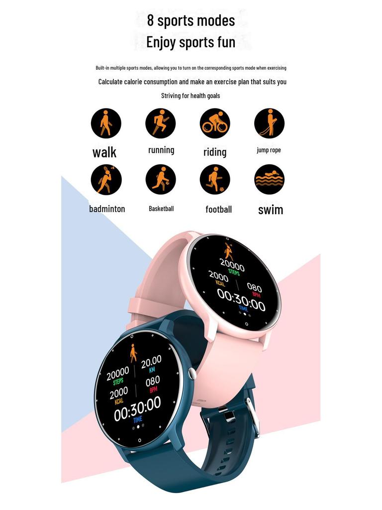 Waterproof Bluetooth Smart Watch with Blood Pressure & Sleep Detection - Sports & Health Monitoring Smart Watch