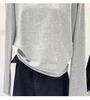 Women's Off-Shoulder Black Cotton Long-Sleeve T-Shirt, 2025 Spring/Autumn/Winter Collection