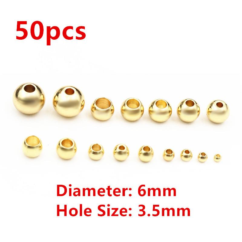 30-100pcs 2-8mm Stainless Steel Gold Color Spacer Beads Charm Loose Bead DIY Bracelets Necklace Beads for Jewelry Making Charms