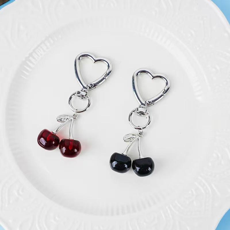 1PC Luxury Cherry Keychain for Women Decoration Designer Cherry Pendant Wallet Decor Fruit 7.5x2.6cm