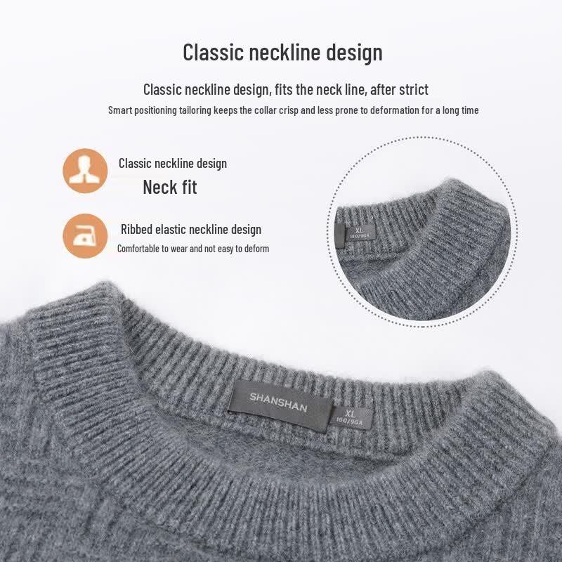 SHANSHAN Men's 100% Cashmere Crew Neck Sweater