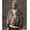 Hot Sale American Retro Camouflage Hooded Sweater, Street Letter 3D Printed Loose Zipper Sweater Top