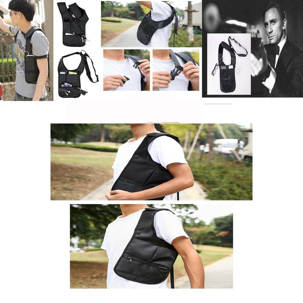 Fashion Mens Antitheft Phone Package Black Shoulder Bag Hidden Backpack For Casual Use