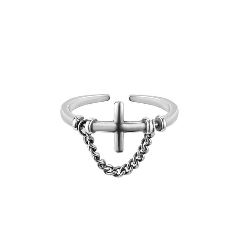 Silver Cross Women's Retro Silver Ring - Trendy Thai Index Finger Jewelry, 2022 Celebrity Style