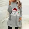 Autumn Winter Loose-Fit Christmas Letter Print Plush Hoodie with Pocket
