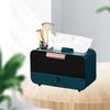 Tissue Box Cover Storage Organizer with Drawer Divider, Pen Glasses Makeup Organizer, Phone Stand