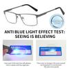 Men Square Metal Large Frame Reading Spring Leg Elderly Presbyopia Glasses Women Ultralight Anti Blue Light Hyperopia Eyeglasses