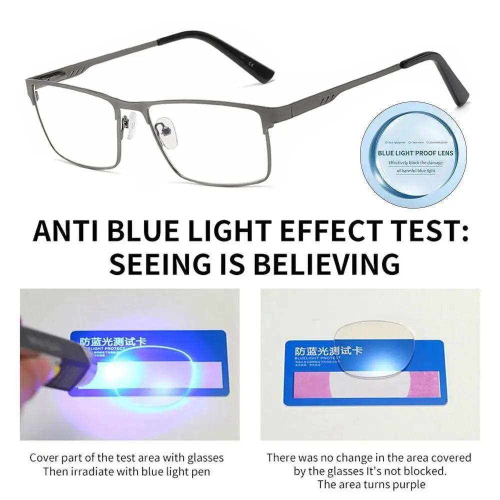 Men Square Metal Large Frame Reading Spring Leg Elderly Presbyopia Glasses Women Ultralight Anti Blue Light Hyperopia Eyeglasses