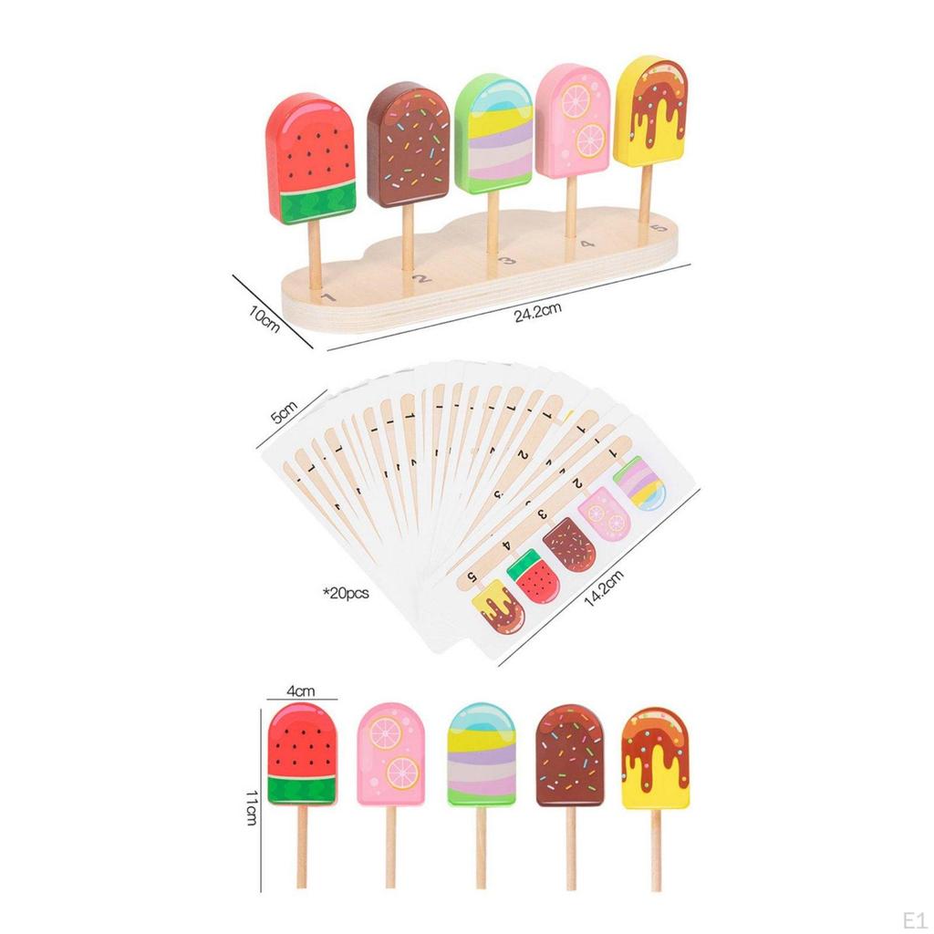 Wooden Ice Lolly Sorting Toy Wood Construction Cream Color Matching Game Lively Engaging Colors