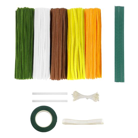 Pipe Cleaners Set for Crafts Pipe Cleaners Bouquets DIY Kit Pipe Cleaners Flowers Making Accessories Set for Greeting Cards Party Decorations