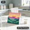 1pc Tissue Box, Low Poly Sunset Mountain Serenity Pattern, 2D Flat Printing, Lightweight, Take Anywhere, Tissue Organizer, for The Dining Table, 2D Fl