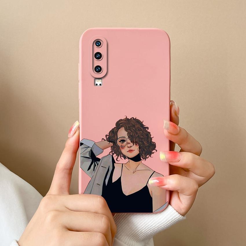 Compatible For Huawei P60 Y5 Y6 Y7 Y9 Y9A P30 P40 Trendy Girl Phone Case Lens Protection Soft Liquid Silicone Anti Drop Shell For Huawei Bumper Cover