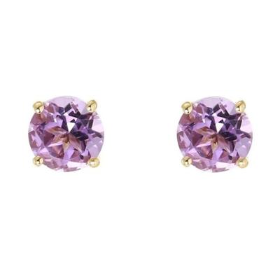 [R7181] - Gold Plated 'Essentiel' Golden Amethyst Earrings - 5 Mm