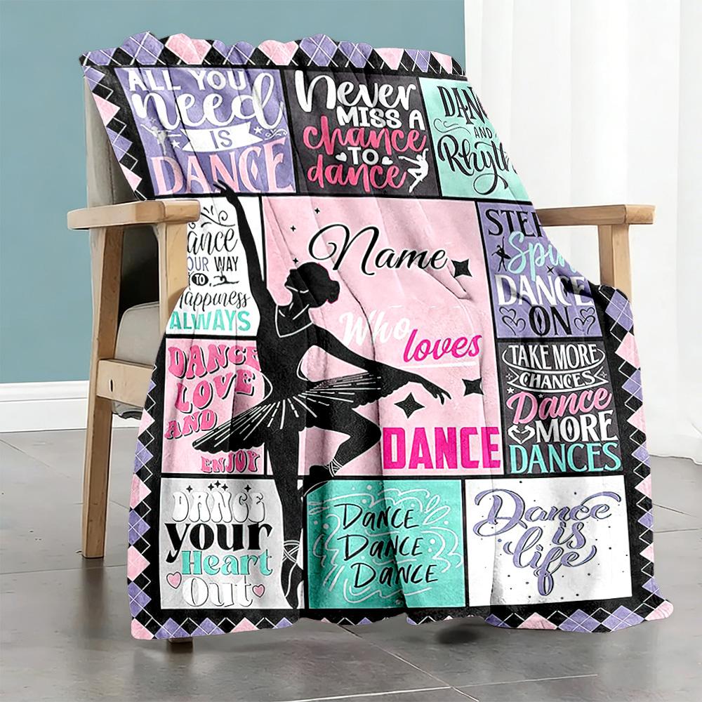 Dance11 Customize Your Name Blanket Gift Customizable Blanket Durable Comfort Versatile for Living Room Nap Office Sofa Four Seasons Universal