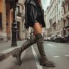 Sexy Frauen Hohe Stiefel Herbst Neue Plattform Leder Goth Schuhe Mode Klobigen Über Das Knie Stiefel Neue Winter Lange Botas mujer