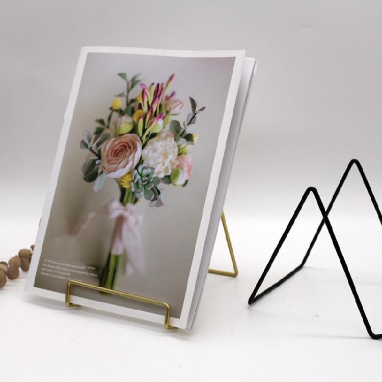 Sturdy Metal Desktop Display Rack Small Plate Holder Multi Functional Storage Space for Books Electronics Decoration