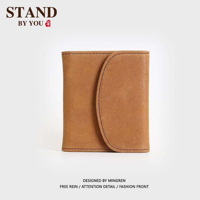 

Кошелек из натуральной кожи для мужчин и женщин, винтажный короткий мужской кошелек из коровьей кожи, держатель для карт, сумка для денег с карманом для монет на молнии жёлтый