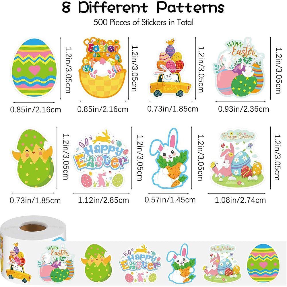 500PCS Cartoon Rabbit Easter Seal Sticker Self-adhesive Multiolor Easter Egg Stickers Envelope Sealing Waterproof