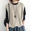 Frauen Gestrickte Weste Herbst Winter O Hals Einfarbig Wellenförmige Saum Warme Weiche Lose Beiläufige Weibliche Damen Weste Ärmelloses Top strickwaren