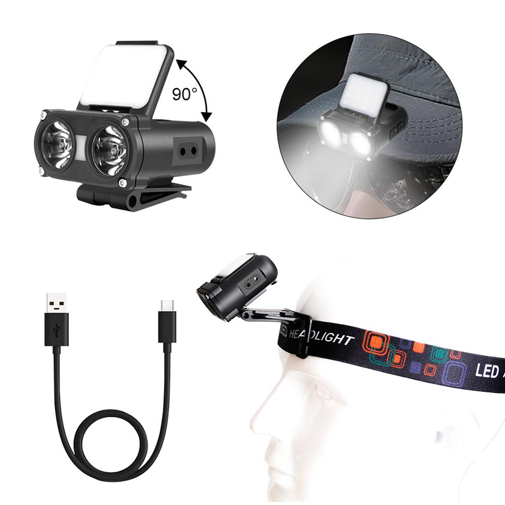 LED Induction Headlamp Mini Cap Clip Light 1200Mah Built-in Battery USB Rechargeable Head Flashlight for Camping Fishing