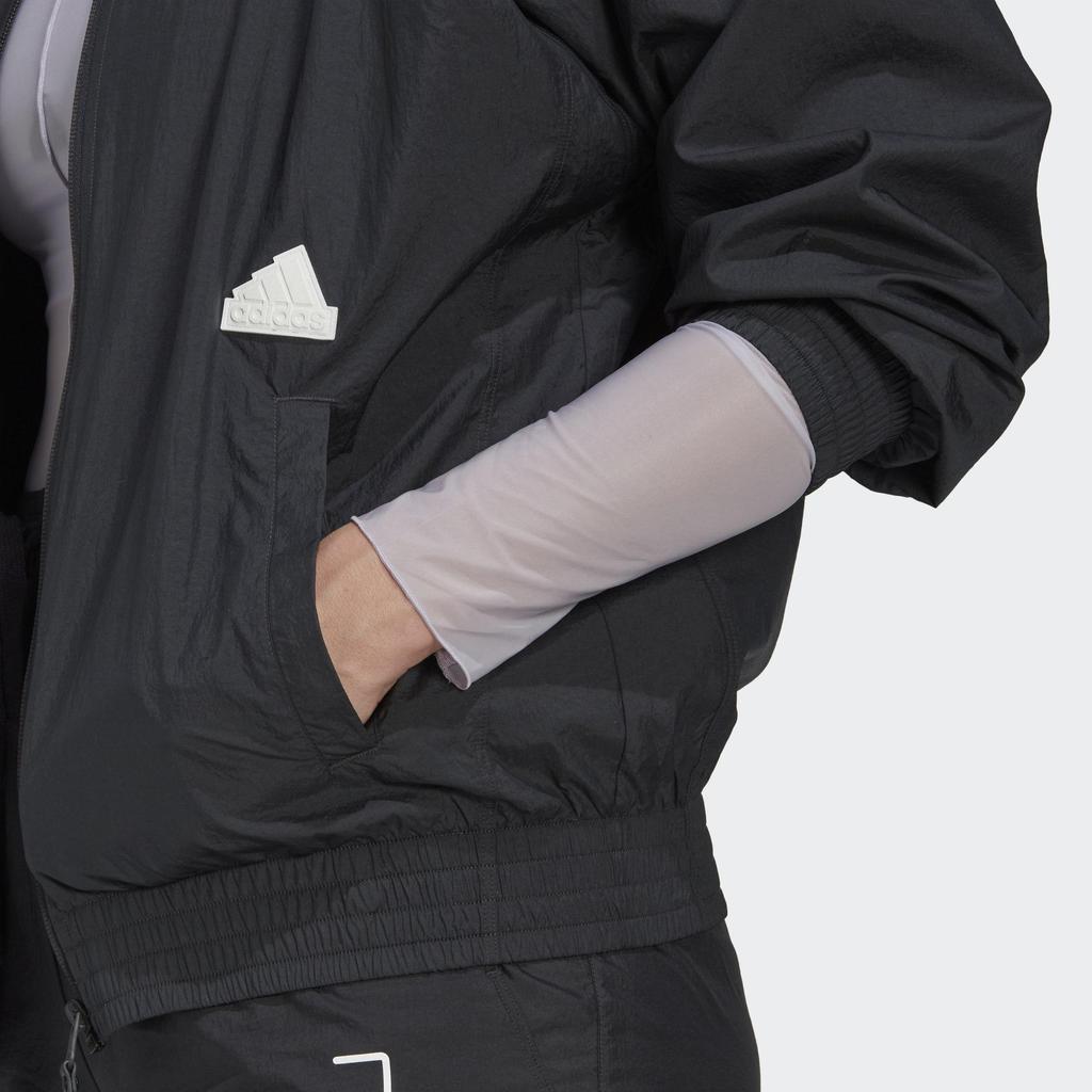 Adidas Solid Color Zip Long Sleeve Sports Jacket Women Jackets Black HG4359