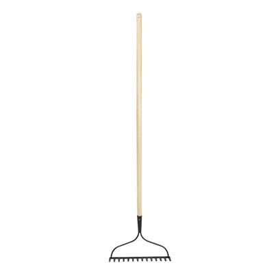 Garden Bow Rake Ergonomic Durable Gardening Tool with Curved Head Flexible Tines Soil Leveling Debris Gathering Yard Cleanup