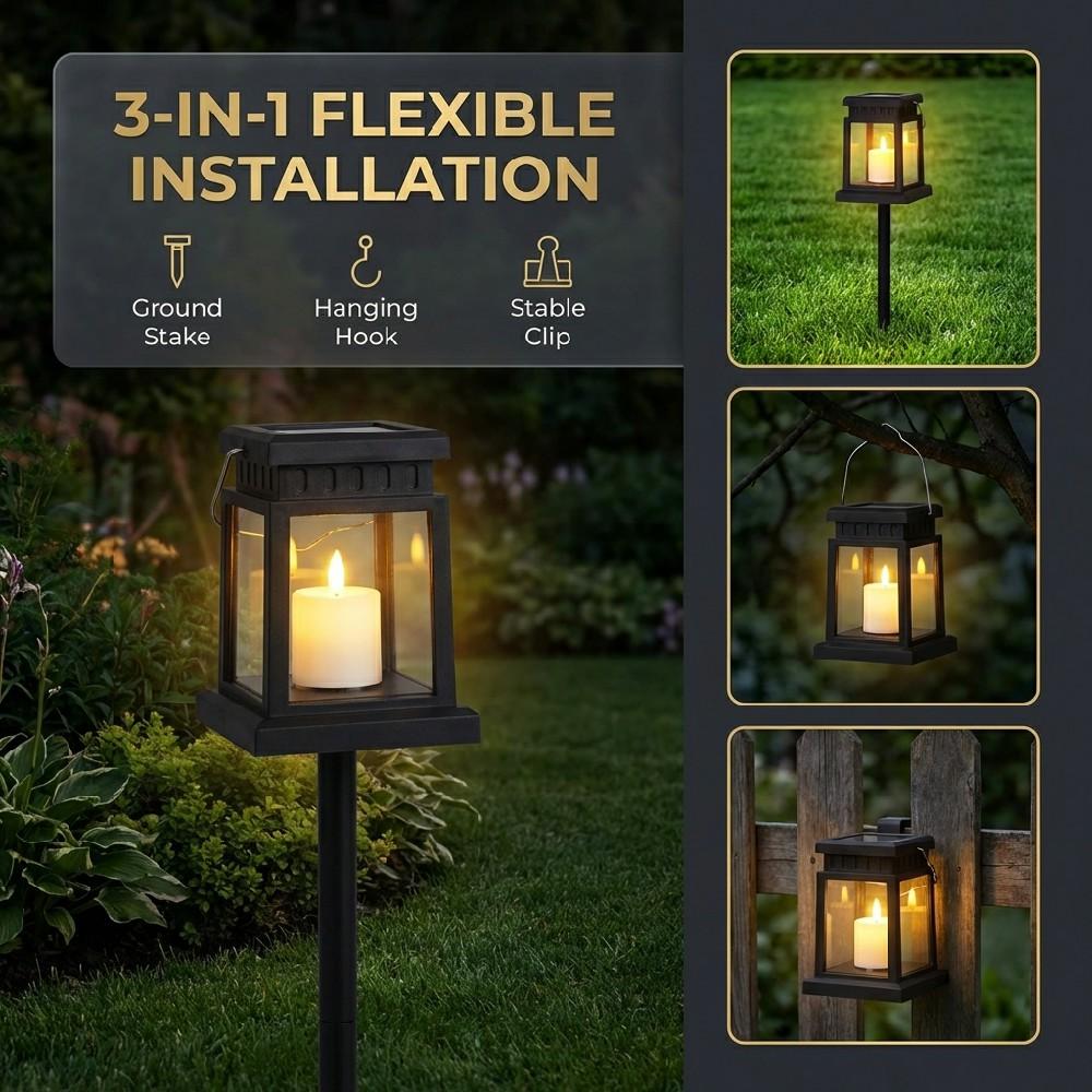 Solar Garden Lights Outdoor Decorative Ground Insert Lantern Warm Atmosphere Solar Powered Landscape Lamp for Yard Patio Christmas Holiday Decoration