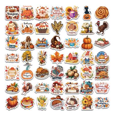 50 Ears Of Wheat Thanksgiving Stickers Fall Harvest Holiday Celebration Thanks Giving Decorative Graffiti Stickers