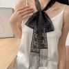 Stylish Floral Lace Printed Scarf Soft Narrow Long Bag Strap Elegant Lightweight Multifunctional Headscarf Daily