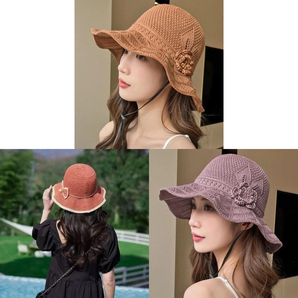 Summer Outdoor Sun Hat For Women With Wide Brim Foldable Breathable Polyester Sun Protection