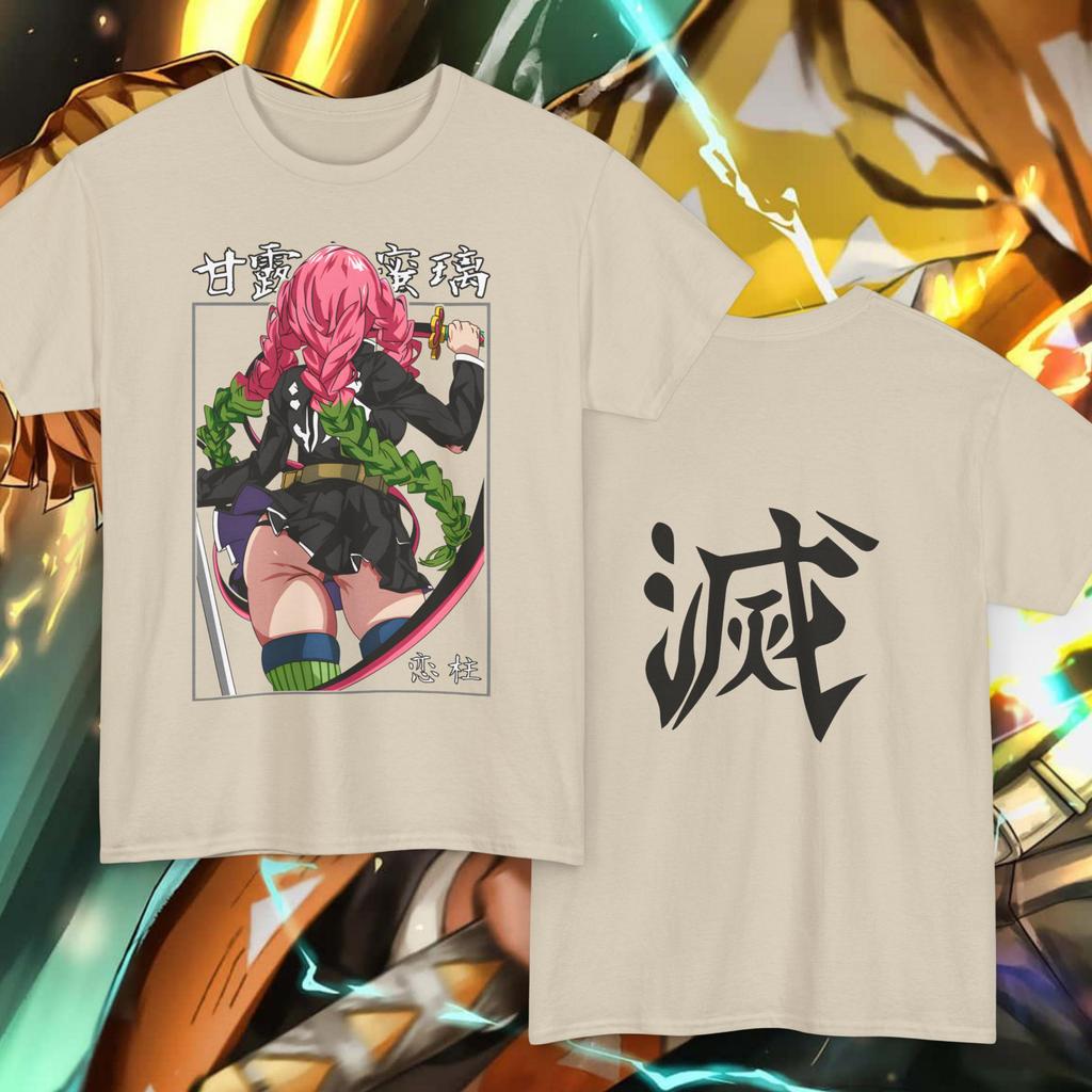 Mitsuri Kanroji Tshirt Demon Slayer Anime Tee Kanji Destroy Print Summer Unisexs And Unisexs Loose Tshirt Top