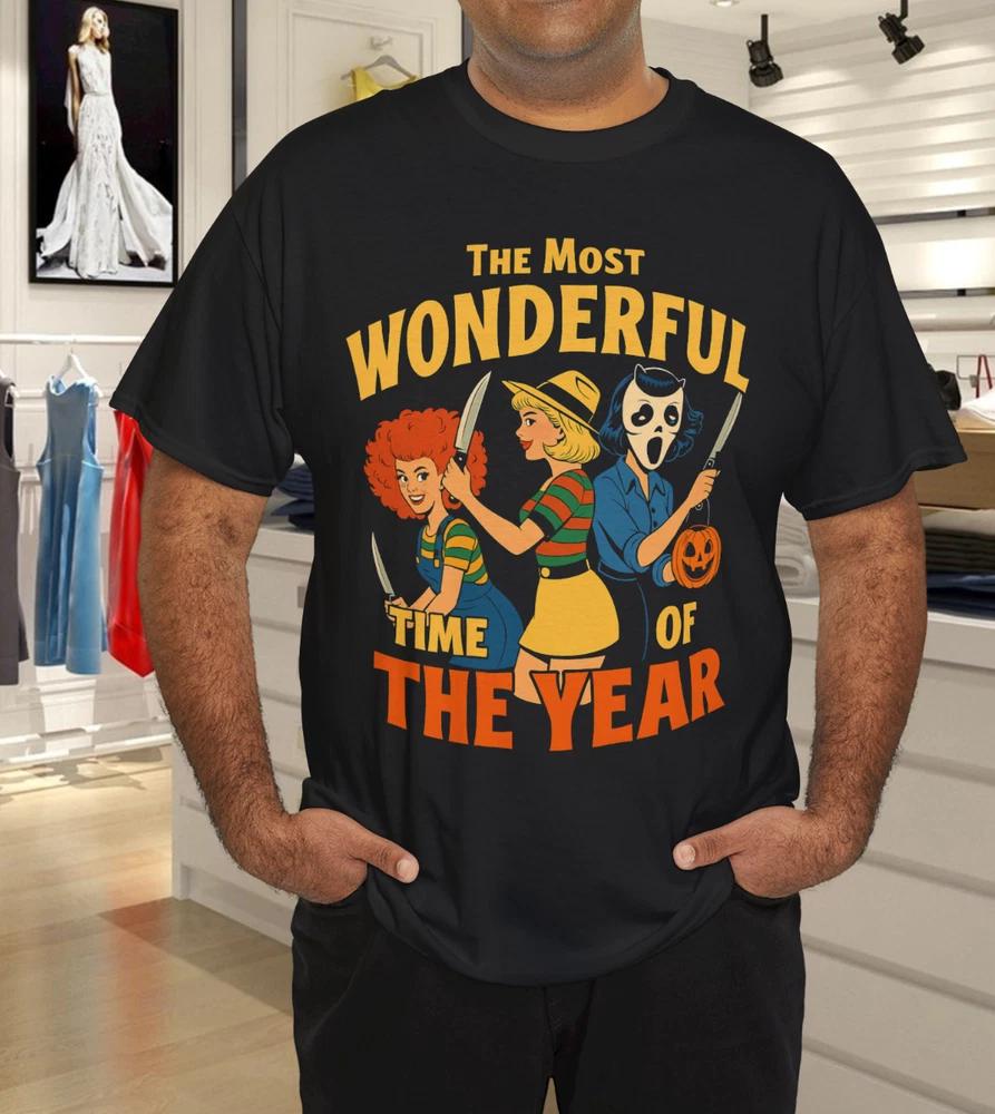 Funny Halloween Graphic Tee Horror Movie Scary Character Spooky Season TShirt S
