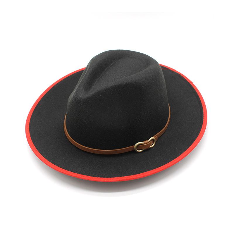 Men'S And Women'S Woolen Top Hats, Jazz Hats, Retro White Hemmed Woolen Hats, Flat Brims, Sunshade Eaves.