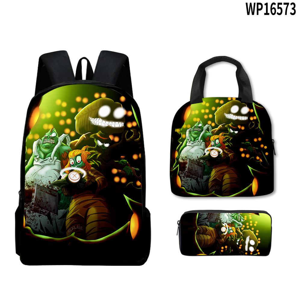 Classique Nouveauté Cool Nouveau Le Quartier des Lumières Impression 3D 3 pièces/Ensemble élève Sacs d'école Sac à dos pour ordinateur portable Sac à dos pour la journée Sac à lunch Trousse à crayons