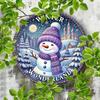 Purple Snowman Wreath Round Iron Wall Art Christmas Halloween Decor