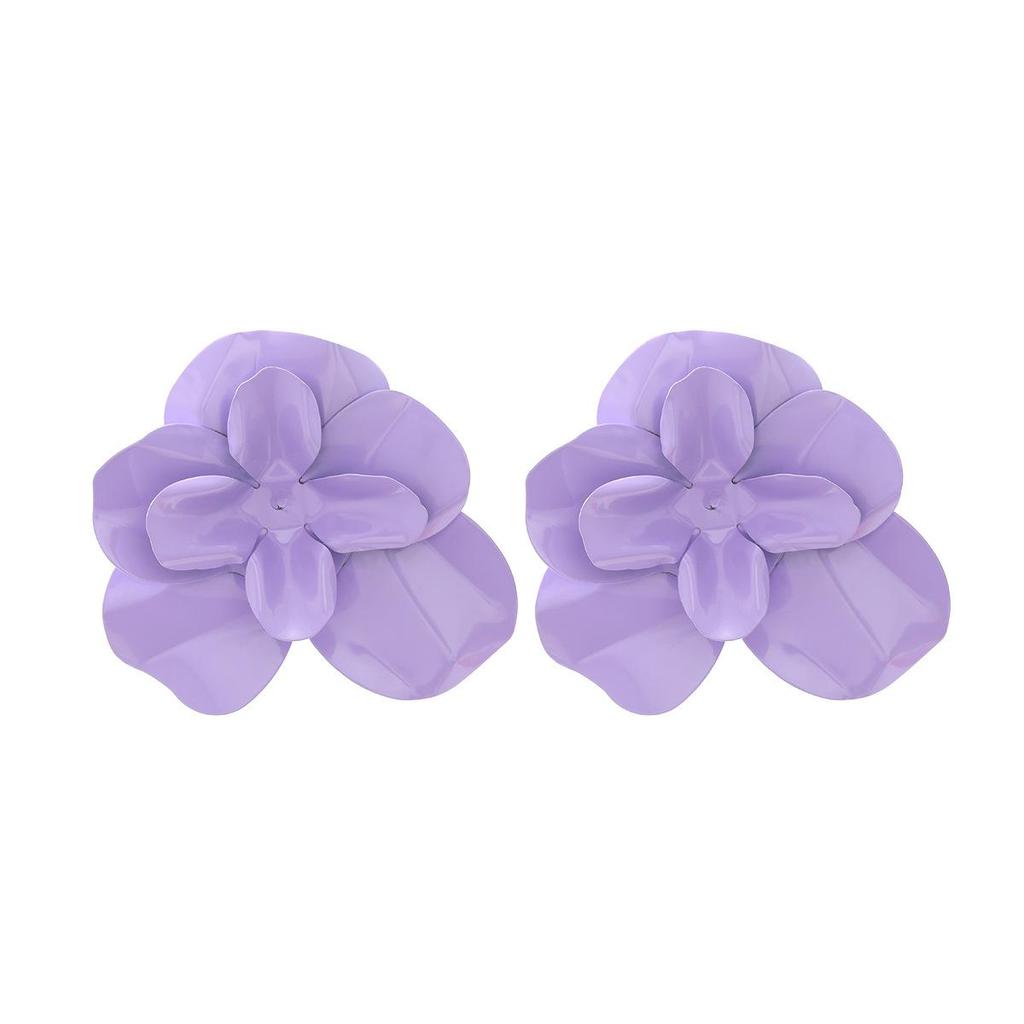 Pinkdudu Candy Color Zinc Alloy Layered Flower Stud Earrings Drip Glazing Earring Summer Jewelry PD2196