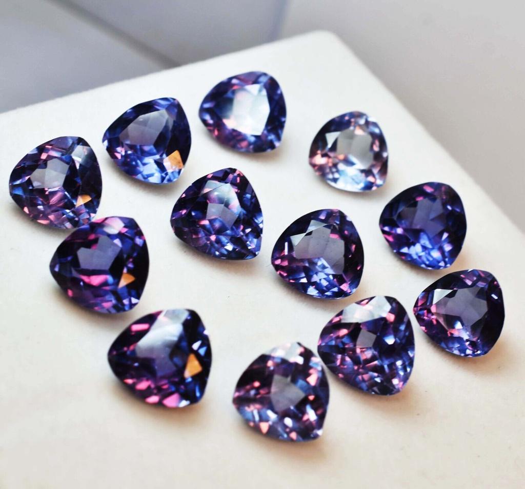 12 Pcs Natural Alexandrite Gemstone Color Change Trillion Lot 96 Ct CERTIFIED Ssr-873658