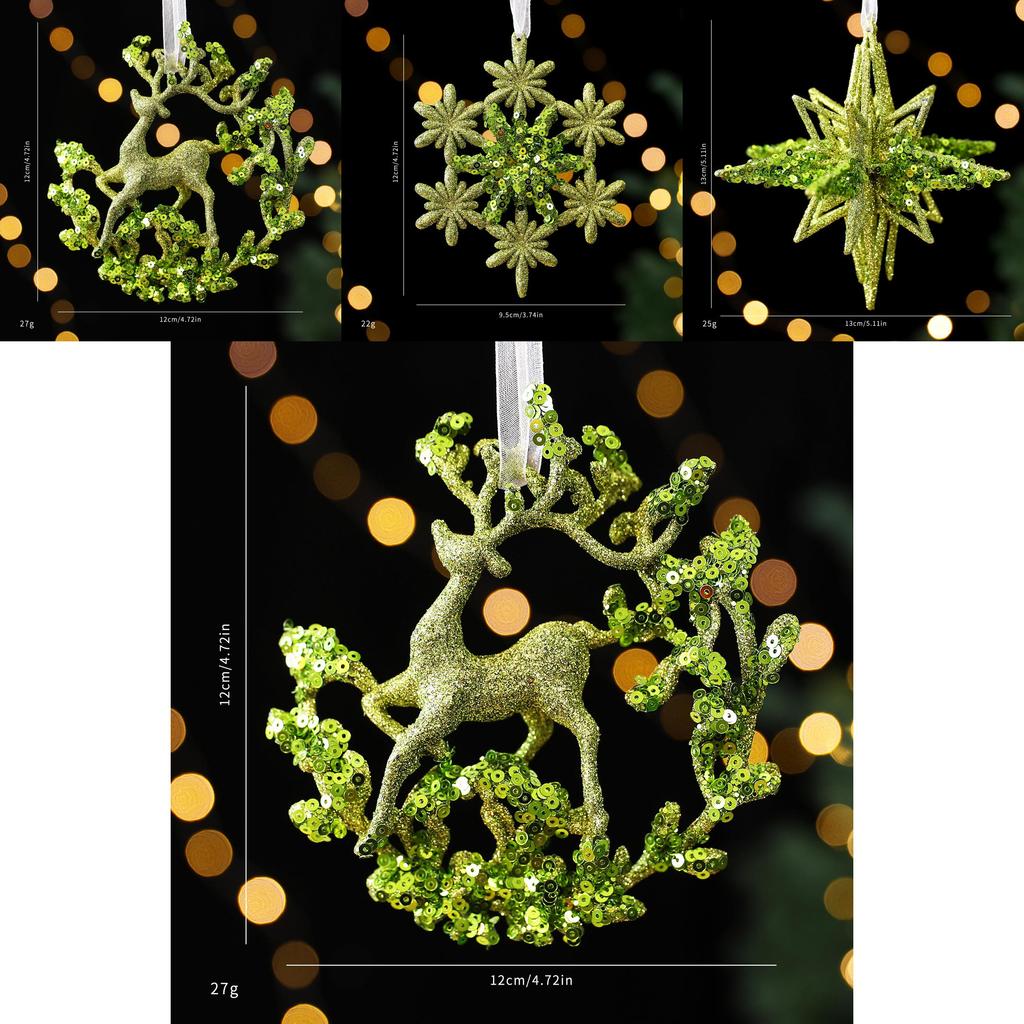 Weihnachtsbaum-Szenendekor mit glitzernden Schneeflockenornamenten und Acrylmaterial für Feiertagsfeiern