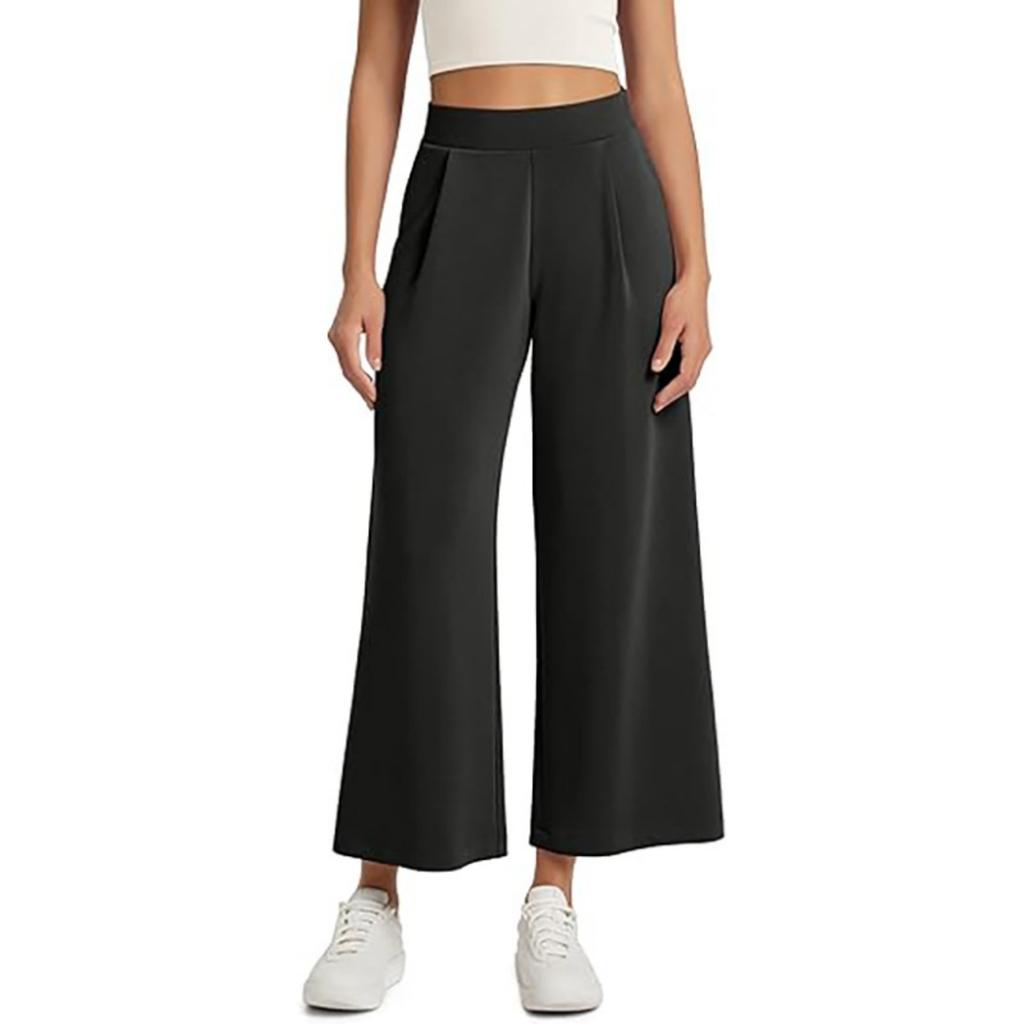 Women High Waist Wide Leg Cropped Pants Casual Loose Fit Trousers with Pockets Suitable for Everyday Wear