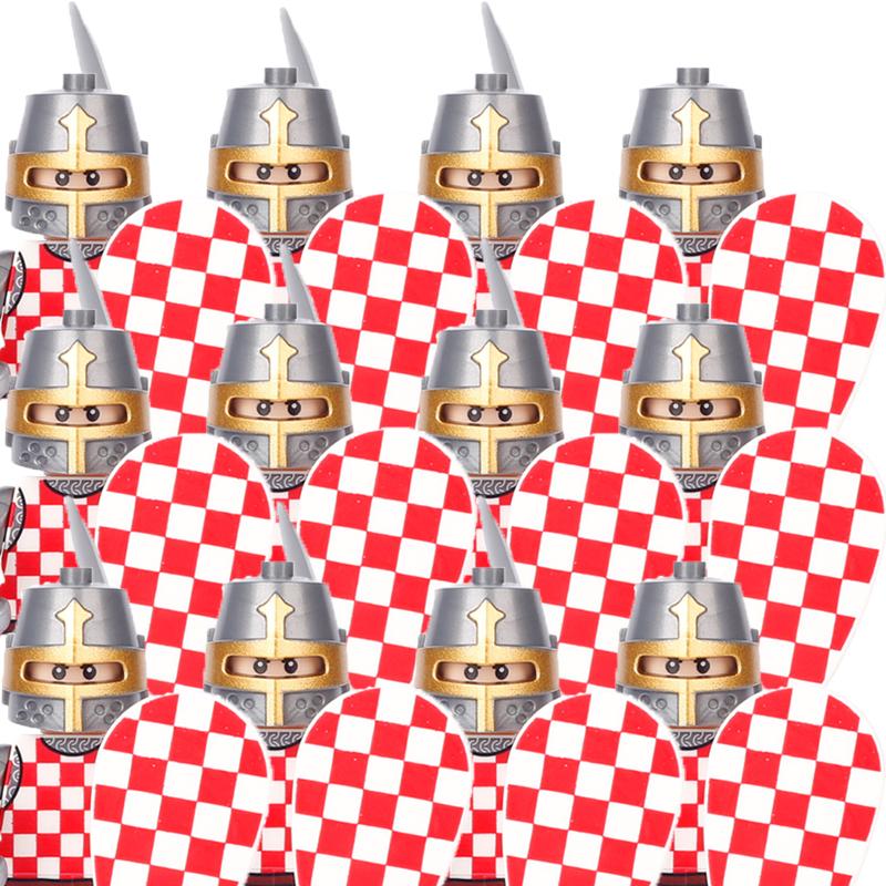Kompatybilne MOC Średniowieczne Klocki Budowlane Postacie Żołnierze Smoczy Rycerze Czarny Lew Orzeł Zabawka Prezent Klocki Rolnik Żołnierz X048